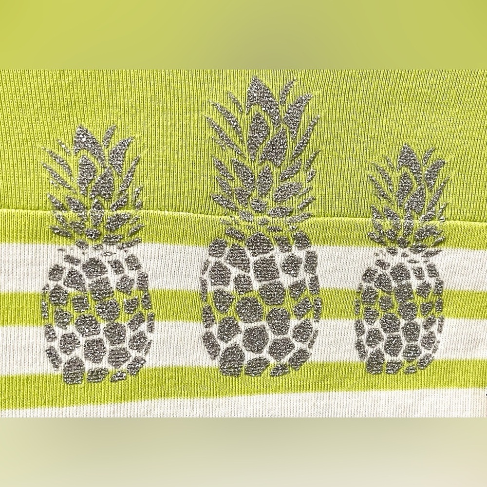 Kim Rogers Green/White Long Sleeve Pineapple, Graphics Tee